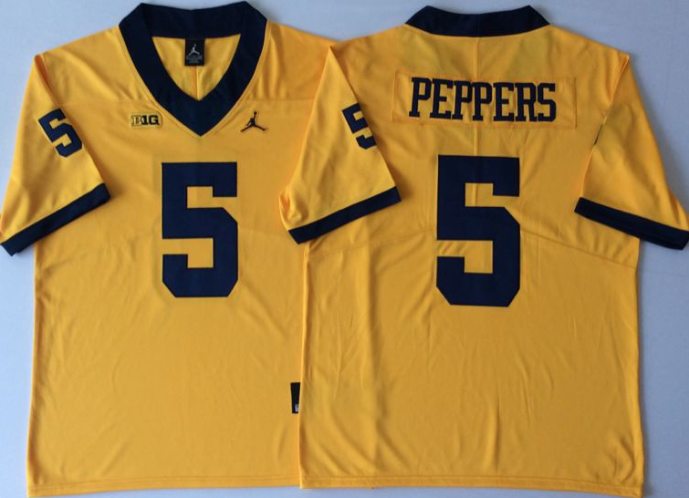 NCAA Men Michigan Wolverines YELLOW #5 PEPPERS->ncaa teams->NCAA Jersey